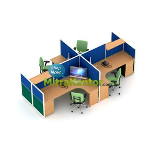 Partisi Kantor Murah, Partisi Kantor 4 Staff Uno Premium Konfigurasi 26 C