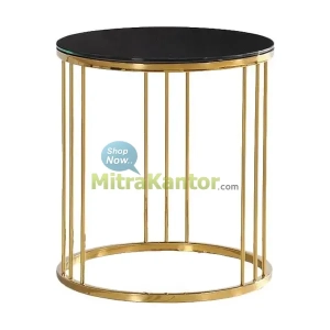Jual Meja Samping Aveda Groves ST Gold Black Glass, Meja Kantor Staff Murah