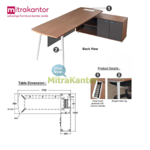 Meja Kantor Donati Hessen MG dengan flip socket dan credenza