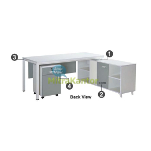 Meja Kantor Manajer Donati UVIXO MG dengan credenza dan flip top soket modern