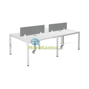 Workstation 4 orang Donati Uvixo WS 4P dengan desain modern dan divider kaca