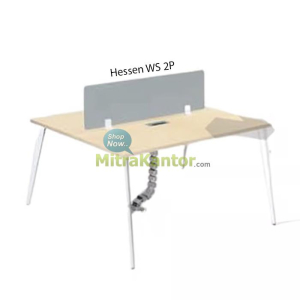 Meja Kantor Donati Hessen WS 2 P workstation dua orang dengan divider kaca dan socket