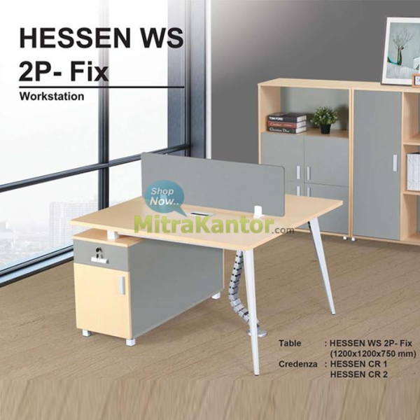 Meja Kantor Staff Donati Hessen WS FIX 2P workstation 2 orang dengan drawer dan divider