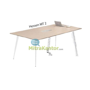 Meja Meeting Donati Hessen MT 2 dengan desain modern dan soket lengkap