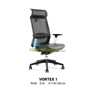 Kursi kantor ergonomis Donati Vortex 1 dengan headrest dan armrest aluminium.