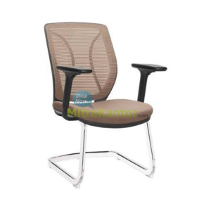 Kursi kantor hadap Donati Vellico V1 C dengan sandaran mesh cokelat dan kaki chrome