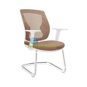 Kursi kantor hadap Donati Verro V1-C W warna putih coklat dengan kaki cantilever