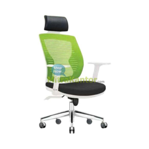 Kursi kantor manager Donati Verro 1 AL-W dengan headrest dan armrest putih