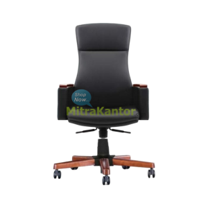 Kursi kantor direktur Donati Deriel WD dengan kaki kayu dan sandaran tinggi warna hitam