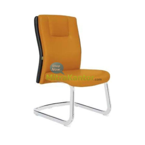 Kursi kantor hadap Donati Cliv V2 C warna oranye tanpa sandaran tangan dengan rangka chrome