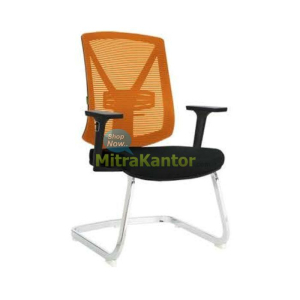 Kursi Kantor Hadap Donati Foix V1 C dengan desain ergonomis dan sandaran mesh berwarna oranye.