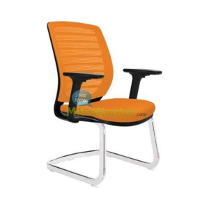 Kursi kantor hadap Donati Valen V1 C oranye dengan armrest hitam