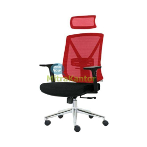 Kursi Kantor Manager Donati Foix 1 C dengan sandaran mesh merah dan dudukan hitam