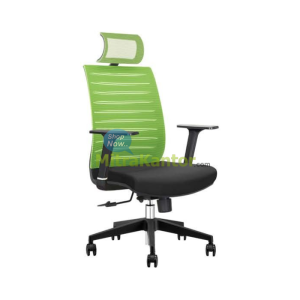 kursi kantor manager Donati Gifu 1 warna hijau dengan headrest dan sandaran ergonomis modern