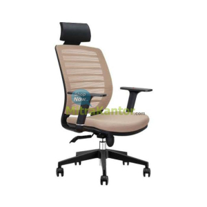 Kursi kantor manager Donati Valen-B 1 dengan headrest dan sandaran mesh krem