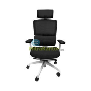 Kursi kantor manager Uno Austin HR White Black ergonomis dan modern