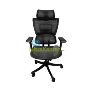 Kursi kantor manager Uno Windsor HR Black dengan headrest dan lumbar support
