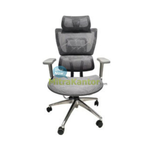 Kursi kantor manager Uno Windsor HR Grey ergonomis dengan headrest