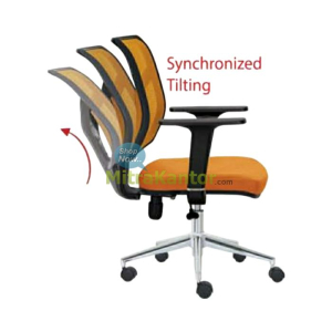 Kursi kantor Donati Diego 1 C sandaran jaring oranye dengan fitur synchronized tilting