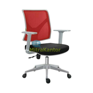 Kursi kantor staff ergonomis Donati Diego LG-G dengan sandaran jaring merah