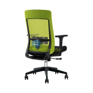 Kursi kantor staff Donati Foggia 2 dengan sandaran mesh hijau dan fitur lumbar support