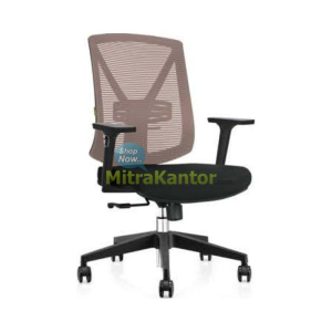 Kursi Kantor Staff Donati Foix 2 dengan sandaran mesh merah, armrest adjustable, dan reclining