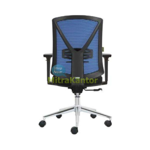 Kursi Kantor Staff Donati Foix 2 C sandaran mesh merah, adjustable armrest, base chrome elegan