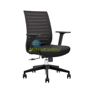 kursi kantor staff Donati Gifu 2 warna hitam dengan sandaran ergonomis dan roda putar