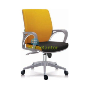 Kursi kantor Donati Petra 1 G-LG warna kuning hitam dengan kaki dan armrest abu-abu