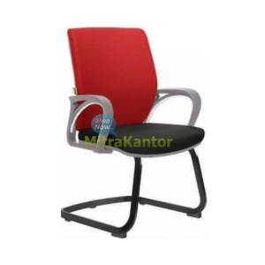 Kursi kantor hadap Donati Petra V1 COT G merah hitam dengan kaki besi dan sandaran ergonomis