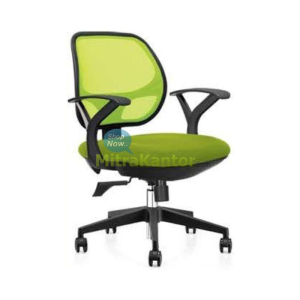 Kursi kantor staff Donati Scelo 1 warna hijau dengan sandaran mesh dan kaki plastik ergonomis