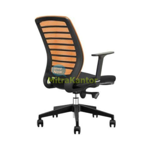 Kursi kantor Donati Valen-B 2 dengan sandaran mesh oranye ergonomis