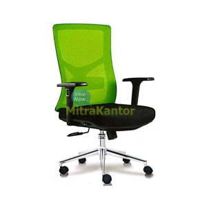 Kursi kantor staff Ichiko Luxva II C dengan sandaran hijau ergonomis