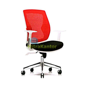 Kursi kantor Ichiko Zilgy II S-W sandaran merah ergonomis dan dudukan hitam
