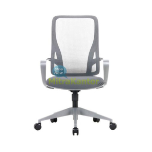 Kursi kantor staff Uno Darwin Grey dengan sandaran mesh dan desain ergonomis