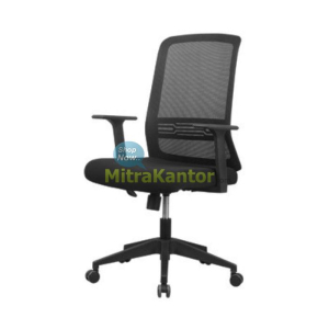 Kursi kantor staff ergonomis Uno Madison hitam dengan sandaran mesh dan dudukan empuk