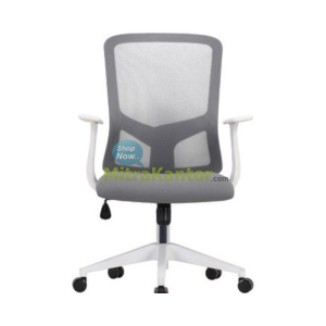 Kursi kantor staff Uno Newcastle White dengan desain putih elegan