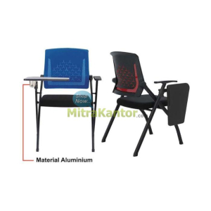 Kursi kuliah Donati Wels 1 K dengan meja lipat aluminium dan sandaran jaring ergonomis
