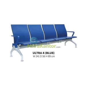 kursi tunggu 4 dudukan warna biru dengan kaki aluminium