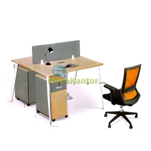 partisi kantor 2 staff Ichiko Onyx WS-2P dengan drawer dan partisi panel