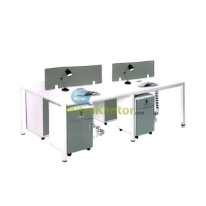 Partisi kantor 4 staff Ichiko Blaze WS-4P workstation putih minimalis