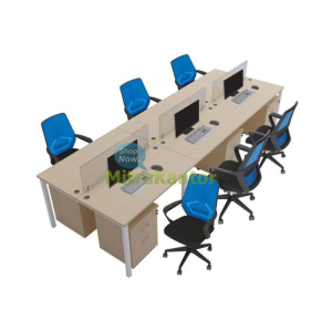 Partisi kantor 6 staff Donati DO FG I 6P dengan desain modular dan lubang kabel rapi