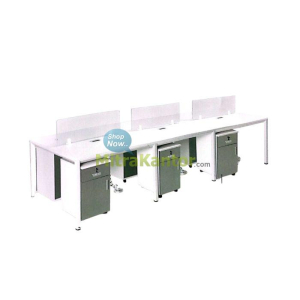 Partisi kantor 6 staff Ichiko Blaze WS-6P Glass putih minimalis
