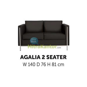 Sofa Minimalis Donati Agalia 2 Seater hitam desain modern dua dudukan untuk kantor