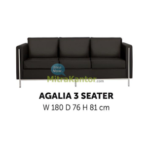 Sofa Minimalis Donati Agalia 3 Seater warna hitam desain modern untuk ruang kantor