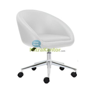 Kursi sofa minimalis Donati Elana 1 C warna putih dengan kaki roda chrome dan desain elegan