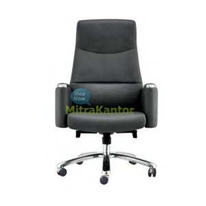 kursi kantor direktur Donati Hexa warna hitam dengan sandaran tinggi dan kaki roda chrome